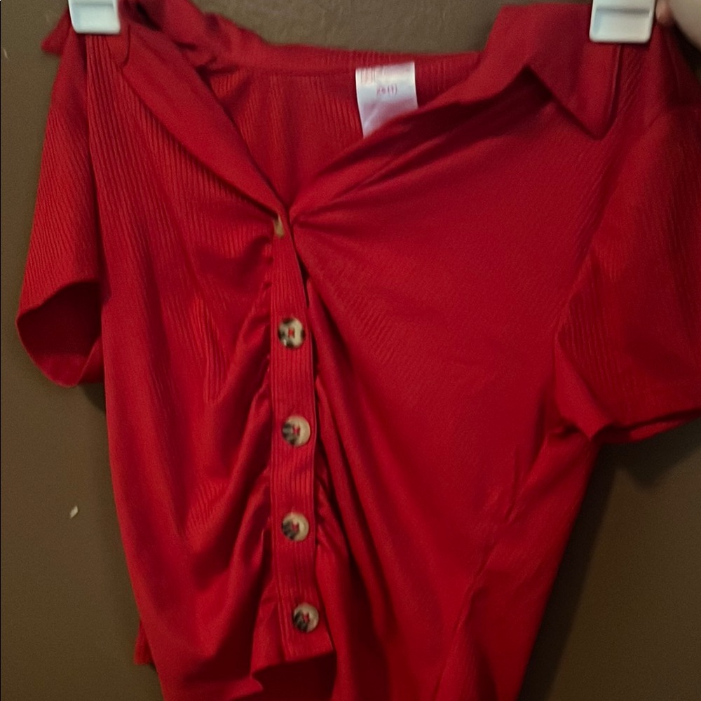 No Boundaries Vibrant Red Button-Down Shirt